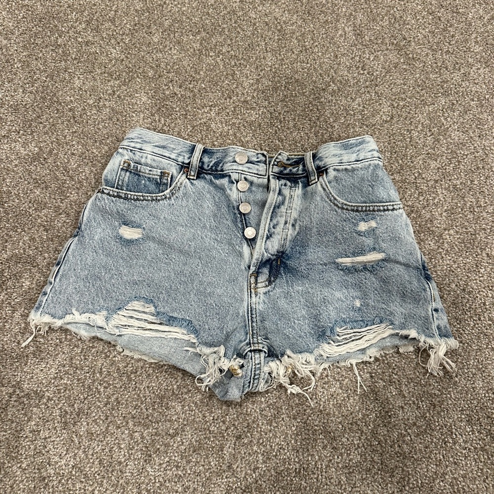 PacSun Blue Jean Shorts Distressed High-Waisted